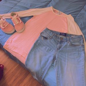 Pink And White Long Sleeve Shirt